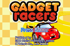 Gadget Racers title screen for GameBoy Advance